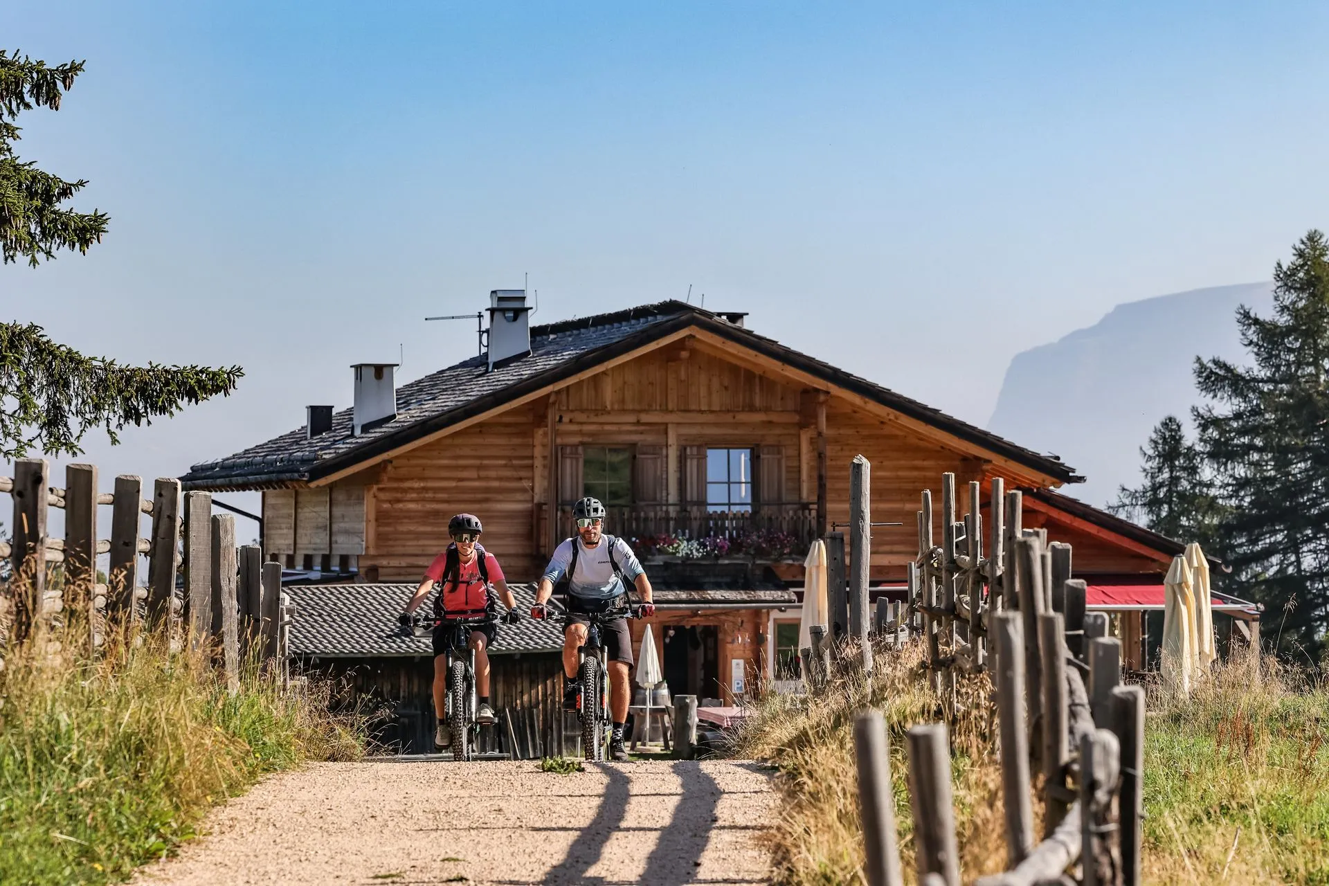 E-MTB vor Almhütte